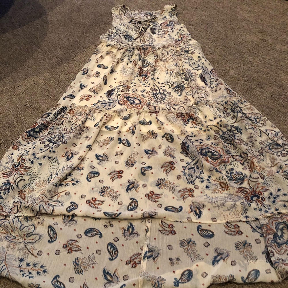 BOHO hippie high low shoulder strap dress